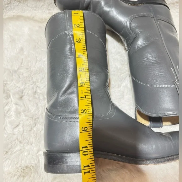 Justin Roper Cowboy Boots 3025 Gray Men 6.5C Made in USA VTG Y2K 87' Stock